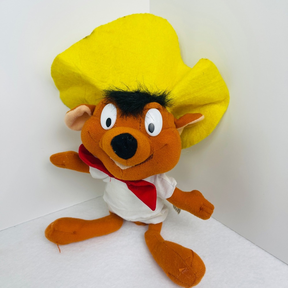 Vintage Looney Tunes Speedy Gonzales Plush Toy 11 Inch Yellow Sombrero Mouse